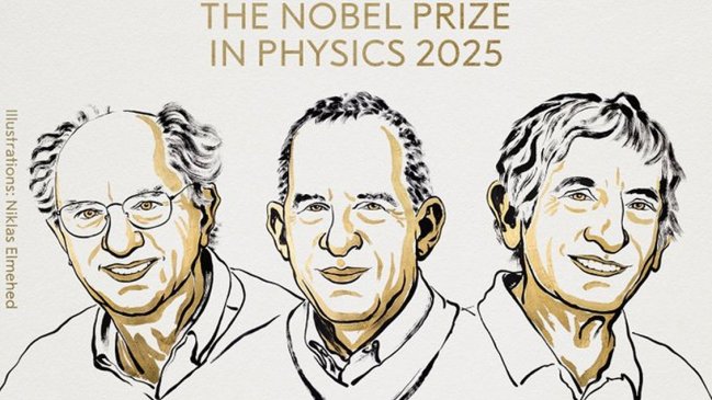 Los tres galardonados con el Premio Nobel de Física 2025.