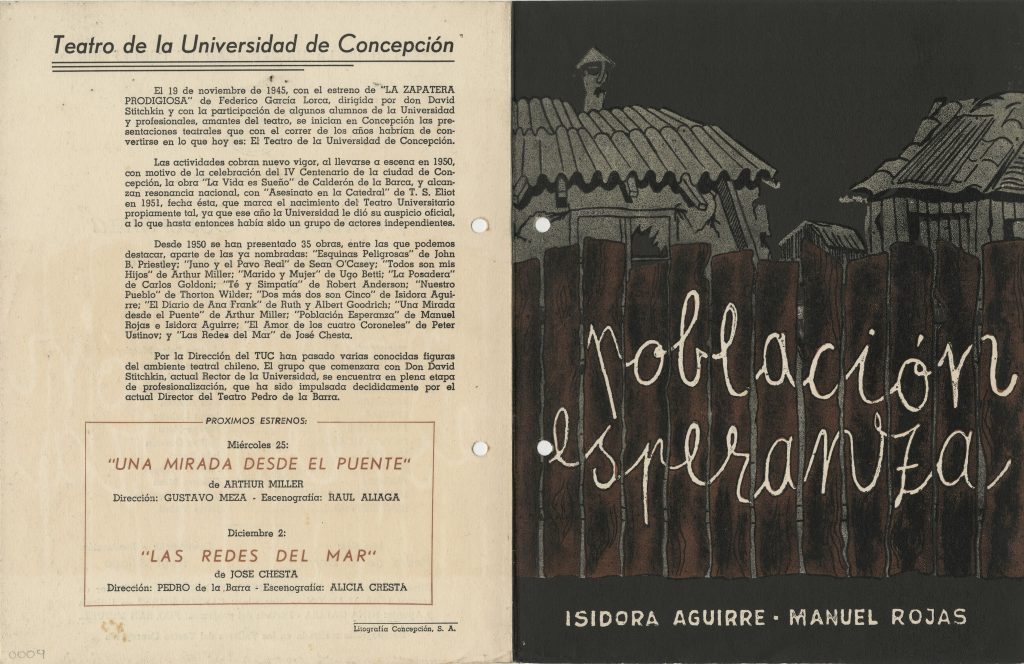 Programa original de la obra "Población esperanza", estrenada en 1959.